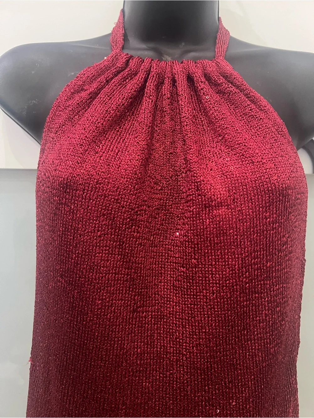 BRAND NEW OUTCAST Women’s Knit Halter Backless Burgundy Dress Size L
